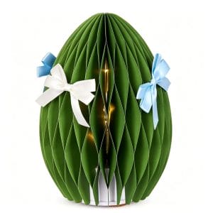 Foldable Easter Egg Pleated Paper Lamp with Bows | Bulk Spring Tabletop Decor Light