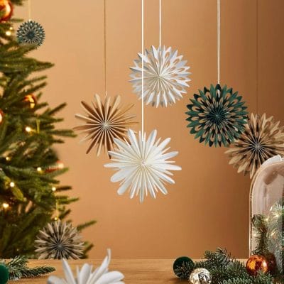 Mini Christmas Snowflake Ornament - Paper Hanging Decorations for Christmas Tree, Boho Style Indoor Home Decor