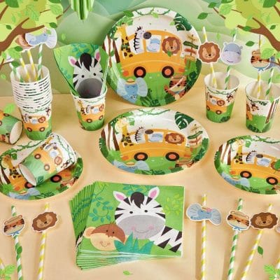 Forest Animals Safari Tableware Disposable Party Tableware