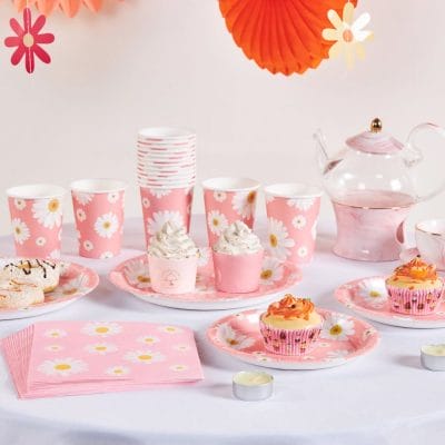 Little Pink Personalised Daisy Party Tableware Set